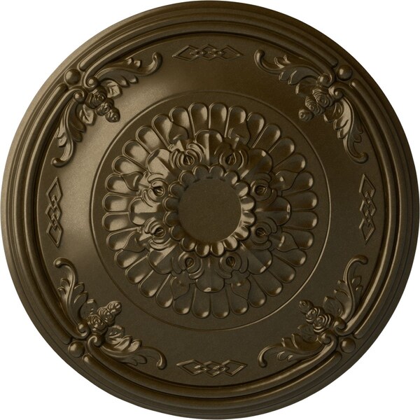 Ekena Millwork Athens Ceiling Medallion (Fits Canopies up to 3 5/8"), Hand-Painted Brass, 26 1/4"OD x 3 1/4"P CM27ATBRS - main